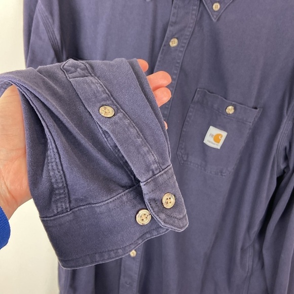 Carhartt Men's Flame-Resistant Long Sleeve Twill Pocket Shirt Dark Navy Sz XL - Picture 9 of 12